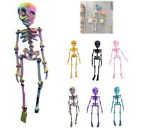 Skeleton Fridge Magnet, 3D Printed Articulated Skeleton, Mini Magnetic Skeleton with Movable Joints, Interesting Multi-Color Human Skull Magnetic Decorations for Refrigerator, Locker (Multicolour)