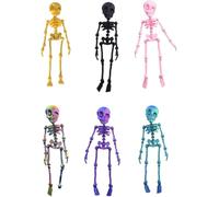 Skeleton Fridge Magnet, 3D Printed Articulated Skeleton, Mini Magnetic Skeleton with Movable Joints, Interesting Multi-Color Human Skull Magnetic Decorations for Refrigerator, Locker (6PC)