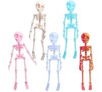 Skeleton Fridge Magnet Posable 3D Printed Skeleton Magnets, Multi-Color Halloween Skeleton Refrigerator Magnets With Movable Joints For Refrigerator,Whiteboard,Kitchen, 18CM (#02, 5 PC)
