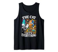 Skeleton Funny The Cat Gets Everything Spooky Kitty Lover Tank Top