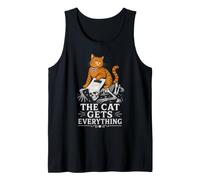 Skeleton Funny The Cat Gets Everything Spooky Kitty Lover Tank Top
