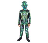 Skeleton Gamer Glow In The Dark Costume Set Smiffys Black 4-6 Years