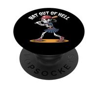 Skeleton Girl Bat Out Baseball Halloween Costume PopSockets Adhesive PopGrip