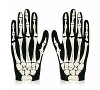 Skeleton Gloves Halloween Gloves Unisex Skeleton Outfit Trick Or Treat Dark Bone Glove Halloween Full Finger Kids Hand Skull Bone Patterned Fancy Dress Party Costume Accessories Children(1pc)