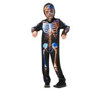 Skeleton Glow In The Dark Costume Suit Rubies Black 3-4 Years