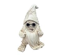 Skeleton Gnome Decor, Skull Dwarf Sculpture, Spooky Resin Statue, Retro Gothic Design, Weatherproof Outdoor Ornament, Creepy Horror Accent For Garden, Yard, Haunted House Display