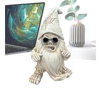 Skeleton Gnome Decor, Skull Dwarf Sculptures, Retro Skeleton Gnomes, Resin Skeleton Gnome, Horror Halloween Ornaments 12.5x8.5x6cm/4.92x3.35x2.36 Inches Garden Skeleton Gnome, Skull Gnome Statue