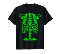 Skeleton Green Rib Cage Bone Costume Halloween Graphic X-Ray T-Shirt