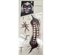 SKELETON GRIN BLACK & WHITE Halloween Horror Cosplay Temporary Face Tattoo Sticker Transfers Skull Fancy Dress