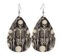 Skeleton Group Printed teardrop-shaped leather earrings | High-end design, light luxury earrings