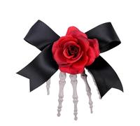 Skeleton Hair Claw Clips - Bowknot Skull Skeleton Hands Bone Hand Hair Clip,Skeleton Claws Skull Hand Hair Clip with Flower Halloween Claw Hairpin