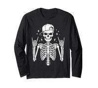 Skeleton Halloween Costume Pumpkin Ghost Rock Music Horror Long Sleeve T-Shirt