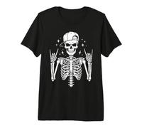 Skeleton Halloween Costume Pumpkin Ghost Rock Music Horror Premium T-Shirt