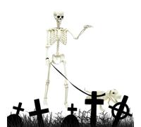 Skeleton Halloween Realistic Posable Decorations Walking the Dog