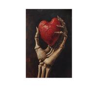 Skeleton Hand And Heart Oil Painting Gothic Art Poster Canvas Poster Wall Art Decor Print Picture Paintings for Living Room Bedroom Decoration 8" L X 12" W
