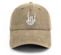 Skeleton Hand Baseball Cap Embroidered Dad Hat Adjustable Hats for Men Women Unisex Style Headwear(Khaki)