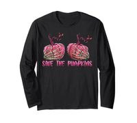 Skeleton Hand Boobs Save The Pumpkin Breast Cancer Halloween Long Sleeve T-Shirt