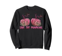 Skeleton Hand Boobs Save The Pumpkin Breast Cancer Halloween Sweatshirt