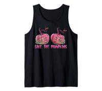 Skeleton Hand Boobs Save The Pumpkin Breast Cancer Halloween Tank Top