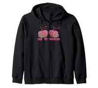 Skeleton Hand Boobs Save The Pumpkin Breast Cancer Halloween Zip Hoodie