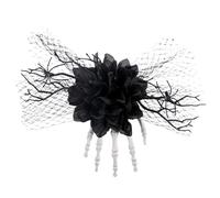 Skeleton Hand Clip - Gothic Hair Clip With - Decorative Accessory For Halloween, Theme Party, Cosplay Or Prom - Tulle Side Clip For Fancy Dress And Mysterious Outfit