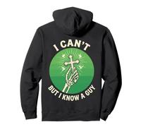 Skeleton Hand Cross Christian I Cant But I Know A Guy Quote Pullover Hoodie