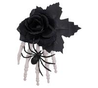 Skeleton Hand Hair Clip with Black Rose and Spider, Gothic Hair Accessories for Women, Halloween Decorations for Cosplay Party, Lightweight Creepy Headpiece Ornament for Dark Looks