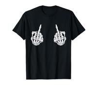 Skeleton Hand Halloween Bones Middle Finger Skull Men Women T-Shirt
