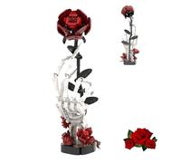 Skeleton Hand Holding Red Rose Building Blocks Kit, MOC Skull Creative Artificial Flower Bricks Set, Dark Gothic Model Toy for Decor, Adults Collectible Desk&Unique Gifts for Gothic Enthusiasts-357PCS