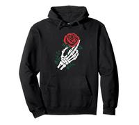 Skeleton Hand Holding Rose Tattoo Gothic Dark Romantic Art Pullover Hoodie