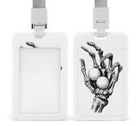 Skeleton Hand Holding Two Golf Balls in Hand ID Badge Holder Retractable Clip Card Holder Card Protector Name Badge Name Tag for Work Office Doctor Nurse