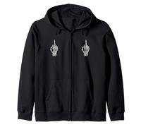 Skeleton Hand Middle Finger Sing Halloween Funny Spooky Zip Hoodie