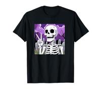 Skeleton Hand Peace Sign Anime Halloween All Hallows Eve T-Shirt