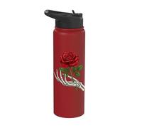 Skeleton Hand Red Rose Dark Gothic Tattoo Romance Aesthetic Stainless Steel Insulated Water Bottle