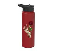 Skeleton Hand Red Rose Dark Gothic Tattoo Romance Aesthetic Stainless Steel Insulated Water Bottle
