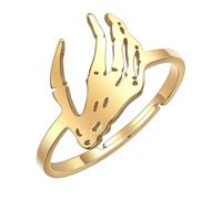 Skeleton Hand Ring for Women Men Stainless Steel Skull Hand Wrap Finger Band Open Statement Ring for Halloween Easter Thanksgiving Jewelry, Stainless Steel, No Gemstone
