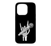 Skeleton Hand Rock Sign Microphone Heavy Metal Singer Case for iPhone 15 Pro