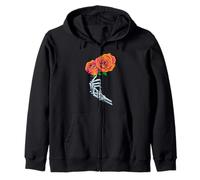 Skeleton Hand Rose Art Skeleton Flower Sunset Rosas Zip Hoodie