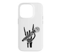 Skeleton Hand Sign Rock Microphone Heavy Metal Singer Case for iPhone 14 Pro