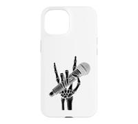 Skeleton Hand Sign Rock Microphone Heavy Metal Singer Case for iPhone 15