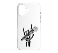 Skeleton Hand Sign Rock Microphone Heavy Metal Singer Case for iPhone 16