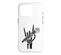 Skeleton Hand Sign Rock Microphone Heavy Metal Singer Case for iPhone 16 Pro