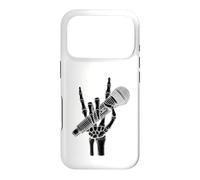 Skeleton Hand Sign Rock Microphone Heavy Metal Singer Case for iPhone 17 Pro