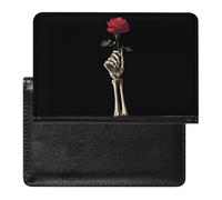 Skeleton Hand with Rose Funny Passport Holder for Travel Wallet Cover Document Organizer with Card Slot