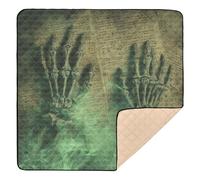 Skeleton Hands on Ancient Pages Large Stylish Baby Playmat for Floor Waterproof Tummy Time & Crawling Mat for Baby Kids Toddlers Infants, 50'' x 50''