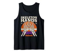Skeleton Hands Raised Retro Halloween Sunset Tank Top