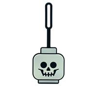 Lego Minifigures Bag Tag - Skeleton Head Glow in The Dark (53648), Trick or Treat Accessory, Halloween Theme Luggage Tag, Silicone