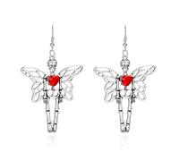 Skeleton Heart Earrings for Women Exaggerated Skull Head Wing Earrings Gothic Skeleton Butterfly Wing Earrings Vintage Punk Rock Style Earrings Jewelry, Metal, No Gemstone