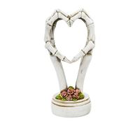 Skeleton Heart Hands Figurine, Love Finger Statue, Abstract Skeleton Sculpture, 8.5x10.5x21cm, Heart Shape Design, Resin Craftsmanship, Ideal for Living Room, Bedroom