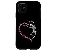 Skeleton Heart Valentine Graphic Dancing Skull Hearts Art Case for iPhone 11